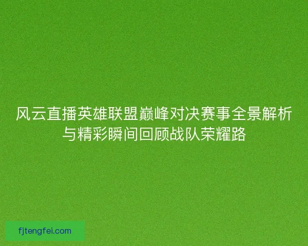 风云直播英雄联盟巅峰对决赛事全景解析与精彩瞬间回顾战队荣耀路