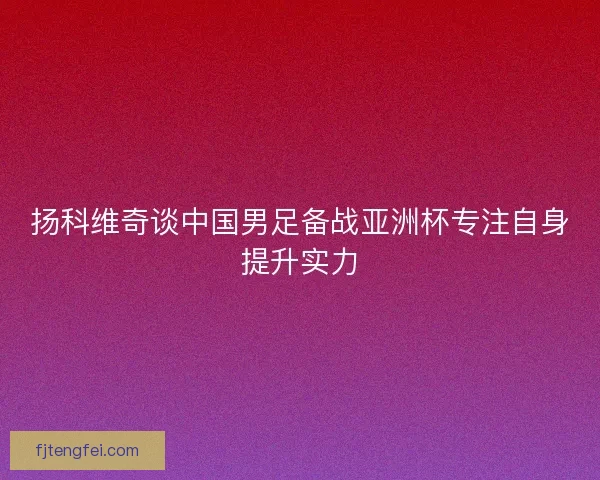 扬科维奇谈中国男足备战亚洲杯专注自身提升实力
