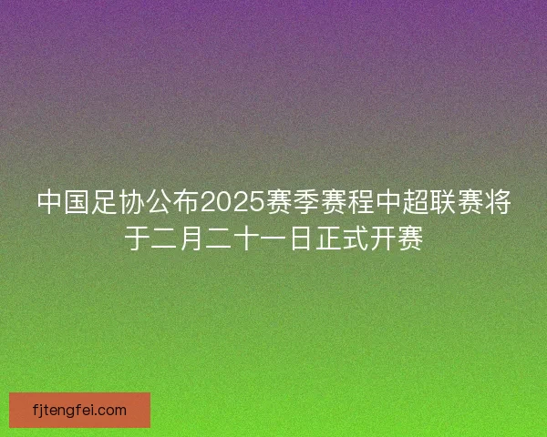 中国足协公布2025赛季赛程中超联赛将于二月二十一日正式开赛